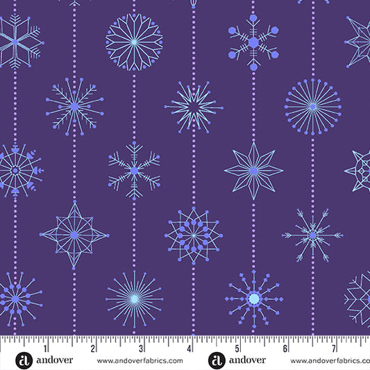 Preorder: Deco Frost Snowflakes in Winter Plum by Giucy Giuce for Andover
