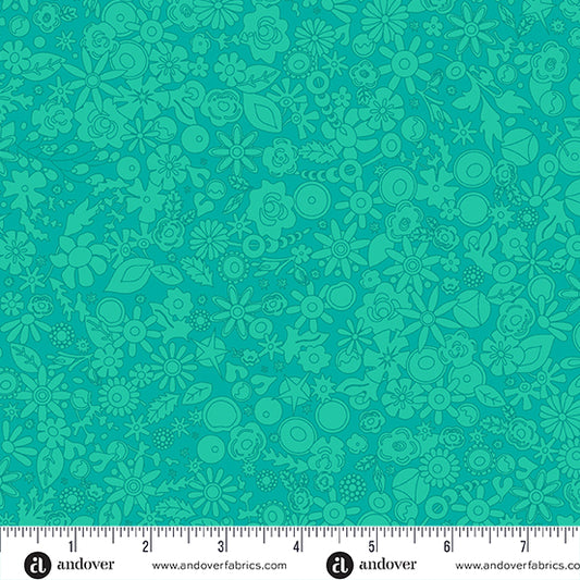 Sun Print 2024 Woodland in Teal by Alison Glass for Andover