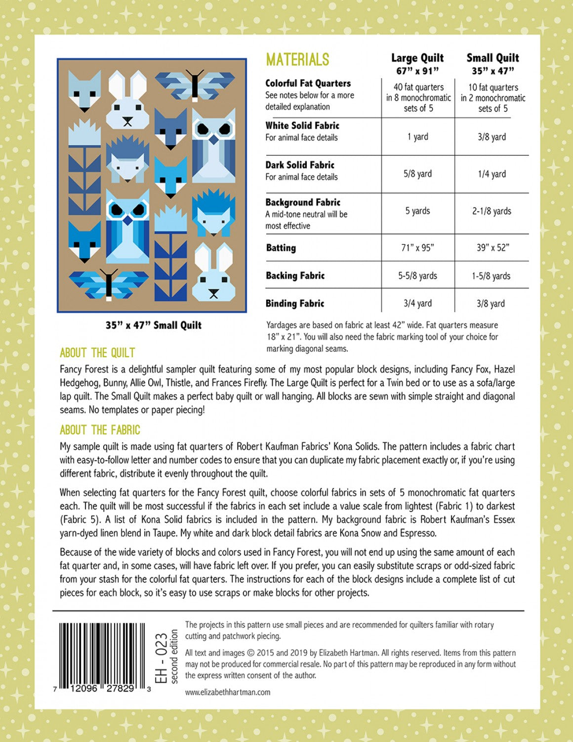 Fancy Forest Pattern by Elizabeth Hartman - Shipping Mid-March-