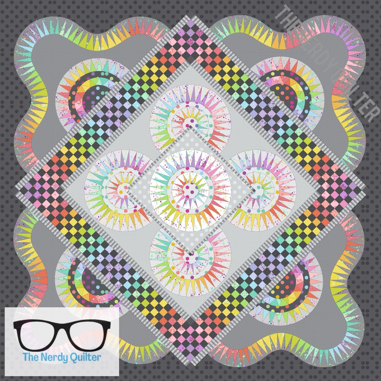Brilliant Beauties of Joy Quilt Kit featuring Tula Pink Graywork and New True Colors - by Jacqueline De Jonge and BeColorful Quilts