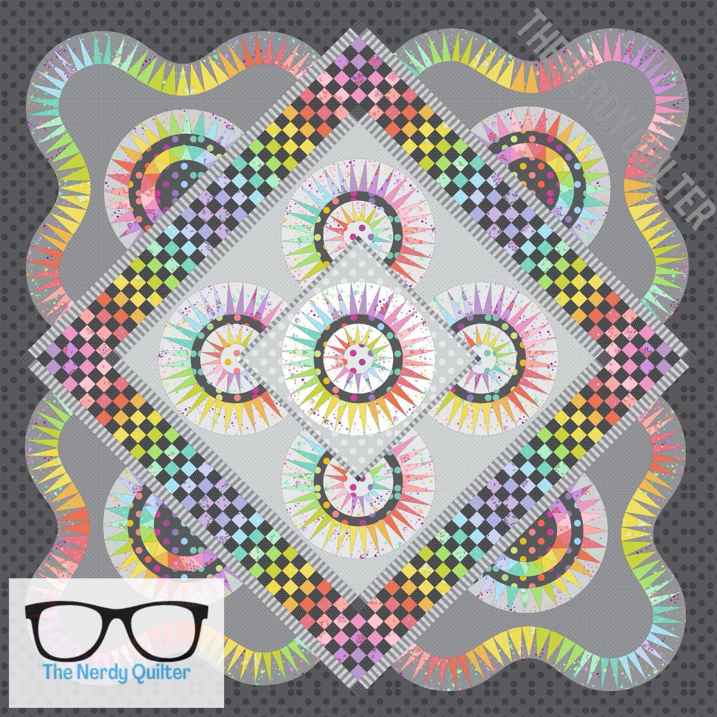 Brilliant Beauties of Joy Quilt Kit featuring Tula Pink Graywork and New True Colors - by Jacqueline De Jonge and BeColorful Quilts