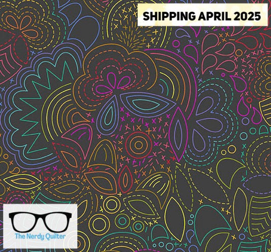 Color Wheel Rainbow Stitched in Night by Alison Glass for Andover - Sold by the Half Yard