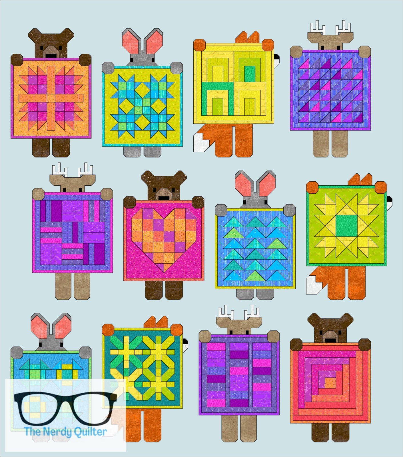 Preorder: Show and Tell Curated Quilt Kit by Elizabeth Hartman featuring Giucy Giuce Deco Glo and Libs Elliott Phosphor Electric and Glaze