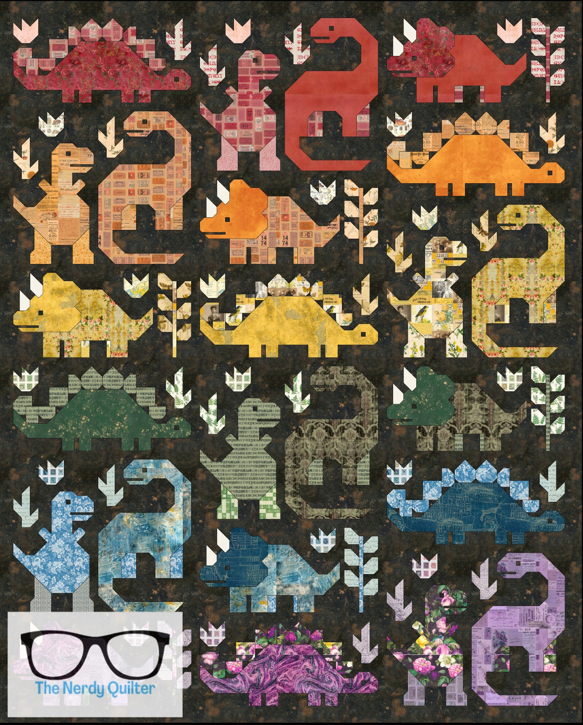 Dinosaur Quilt Kit and Pattern by Elizabeth Hartman Featuring Tim Holtz Palette - Shipping December 2025