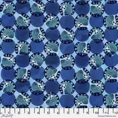 Madagascar Adventure Curled Up Lemurs in Blue by Daughter Earth for Freespirit - Sold by the Half Yard