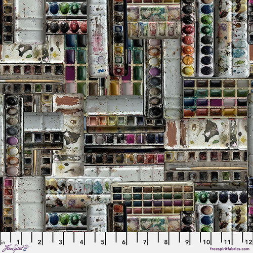 Preorder: Palette Multi Watercolors in Multi by Tim Holtz for Freespirit - Sold by the Half Yard