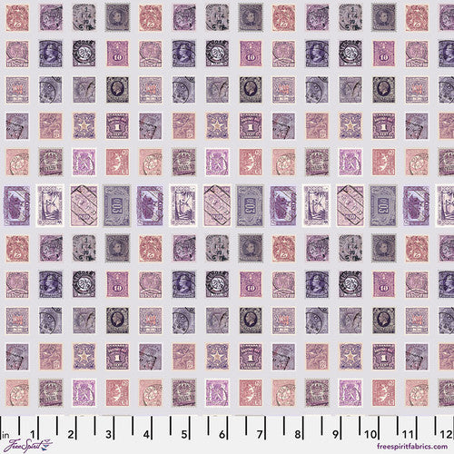 Palette Purple Stamps in Purple by Tim Holtz for Freespirit - Sold by the Half Yard