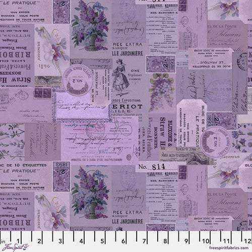 Palette Purple Ephemera in Purple by Tim Holtz for Freespirit - Sold by the Half Yard