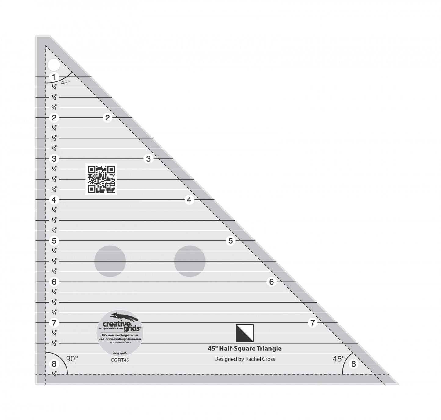 Creative Grids 45 Degree Half-Square Triangle 8-1/2in Quilt Ruler - Heritage Square BOM
