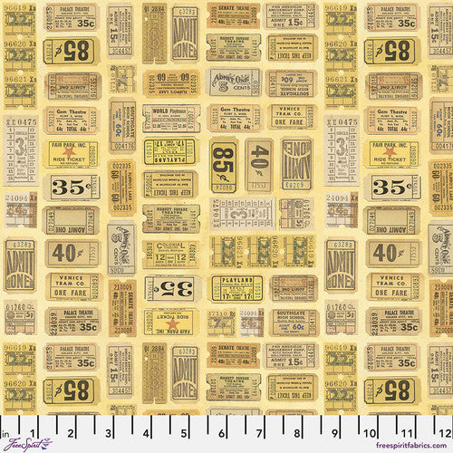 Palette Yellow Tickets by Tim Holtz for Freespirit - Sold by the Half Yard