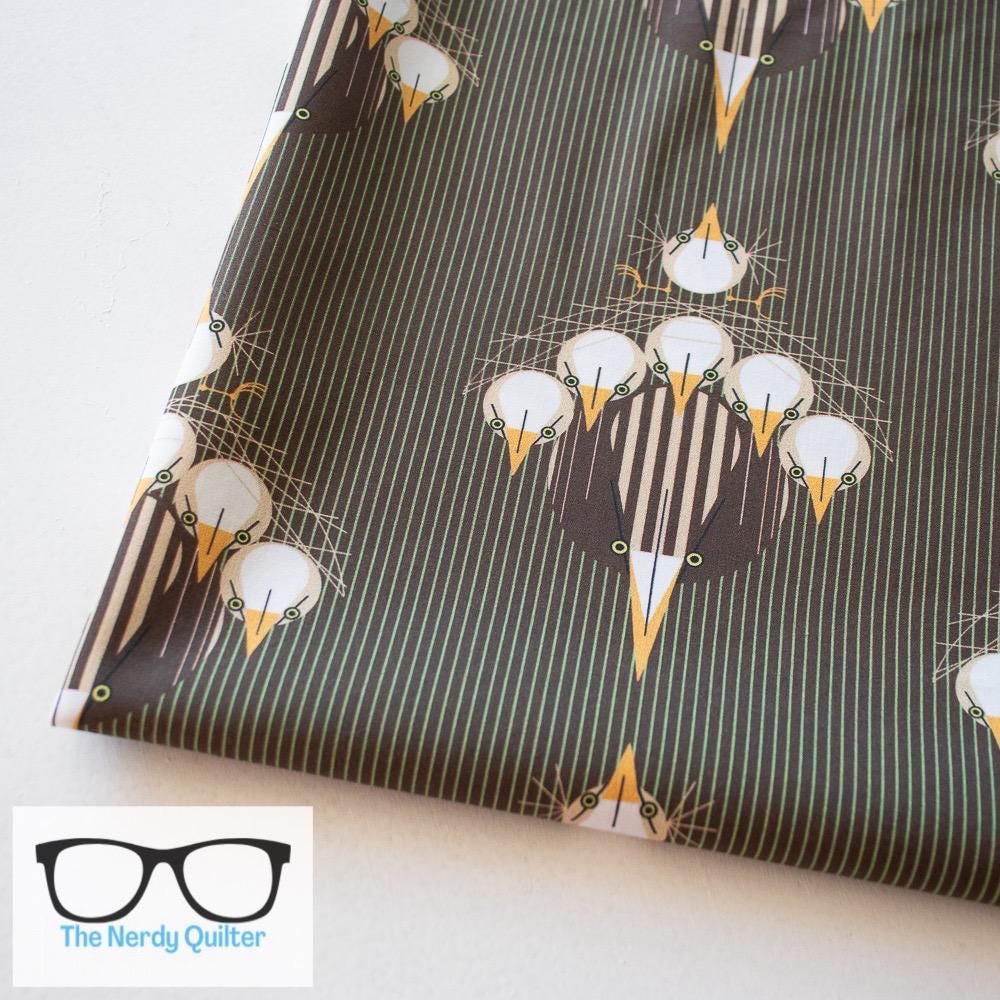 Charlie Harper Nurture Vol. 3 Nesting Birds Poplin by Charlie Harper for Birch Fabrics - Sold by the Half Yard