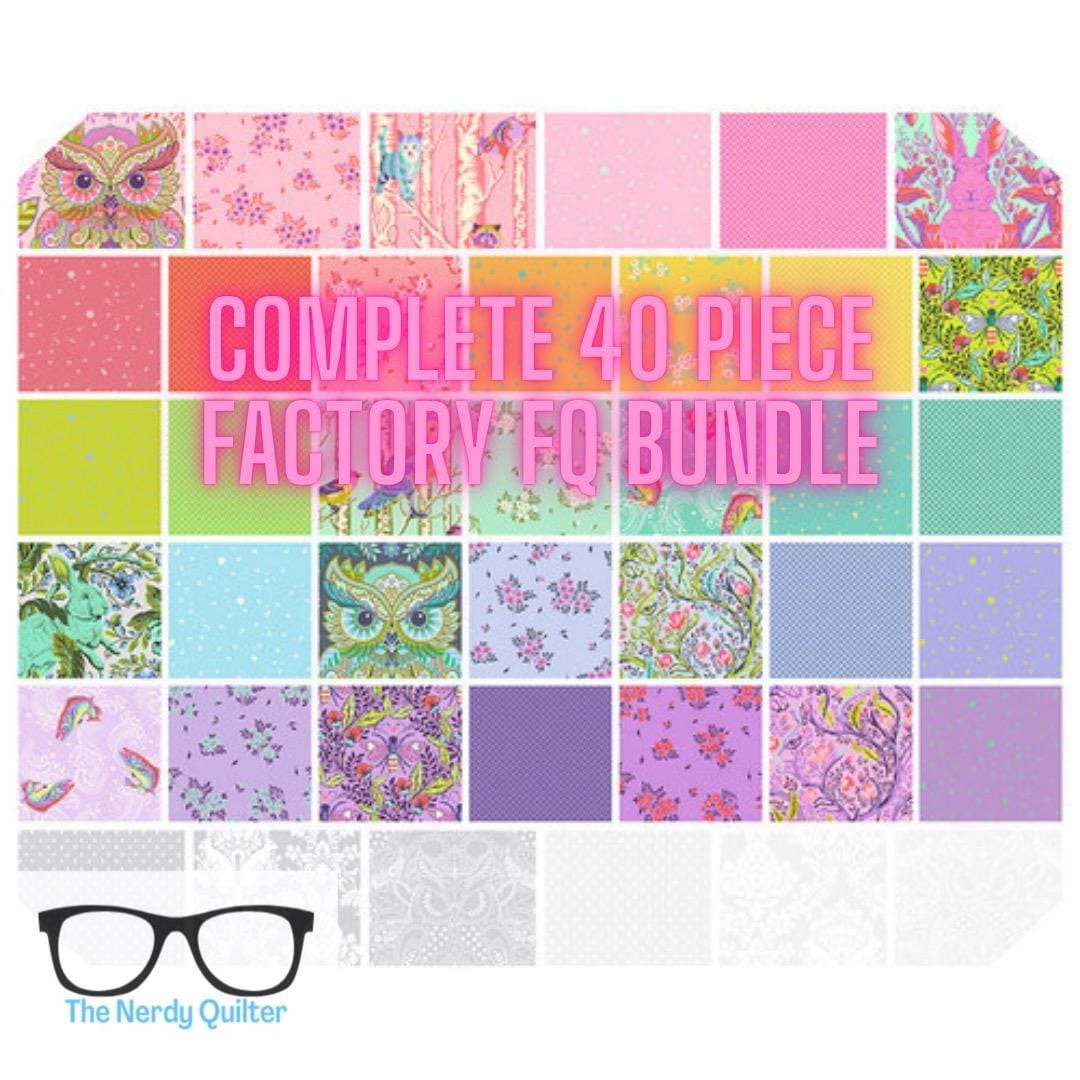 Preorder: Full Moon Forest 2 and New True Colors Complete 40 Piece Fat Quarter Bundle by Tula Pink for Freespirit