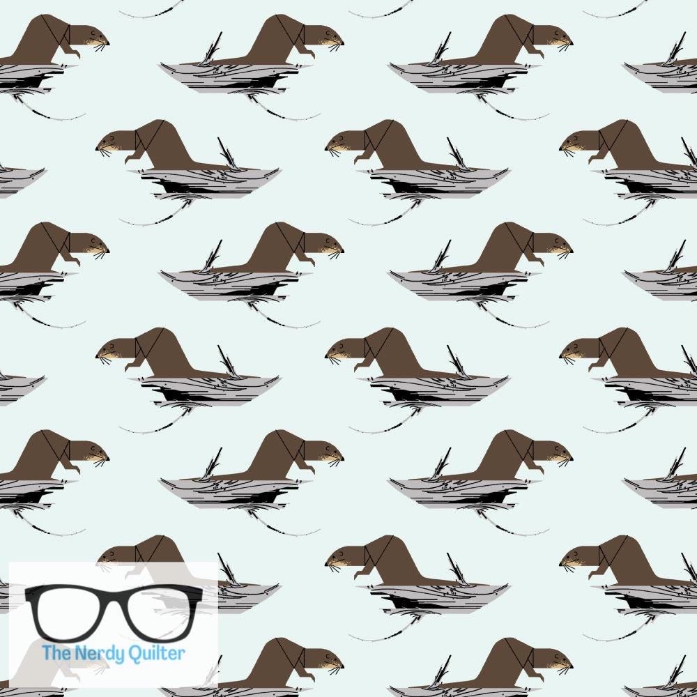 Preorder: Charlie Harper Coastal Vol. 2 Tree Otter Poplin by Charlie Harper for Birch Fabrics - Sold by the Half Yard