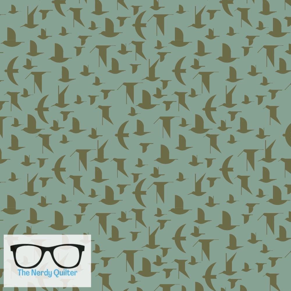 Preorder: Charlie Harper Coastal Vol. 2 Maritime Birds in Seagrass Poplin by Charlie Harper for Birch Fabrics - Sold by the Half Yard