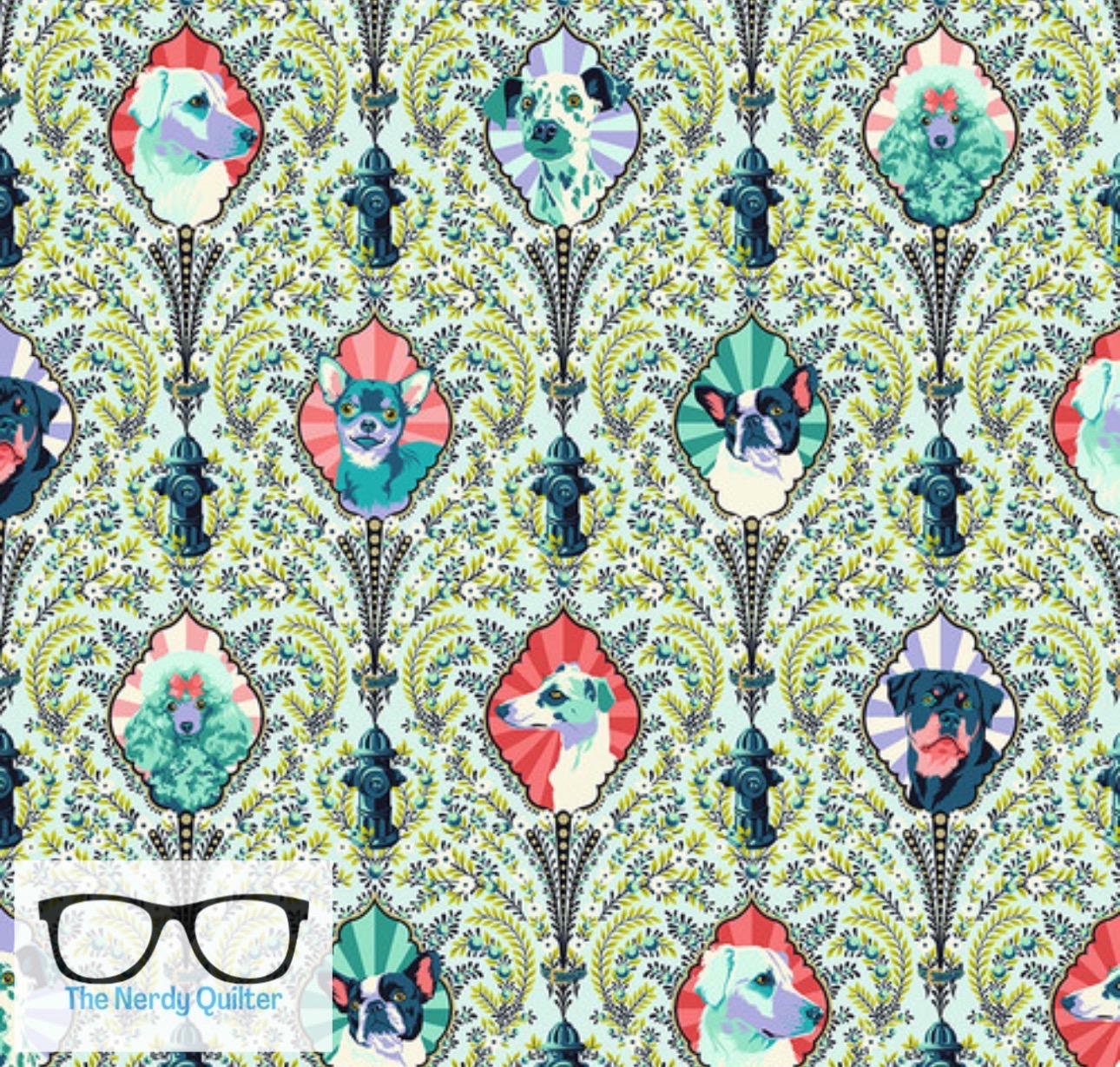 Besties Puppy Dog Eyes in Bluebell by Tula Pink for Freespirit - Sold by the Half Yard PWTP213.BLUEBELL