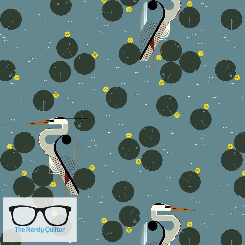 Preorder: Charlie Harper Coastal Vol. 2 New Herondipity Poplin by Charlie Harper for Birch Fabrics - Sold by the Half Yard