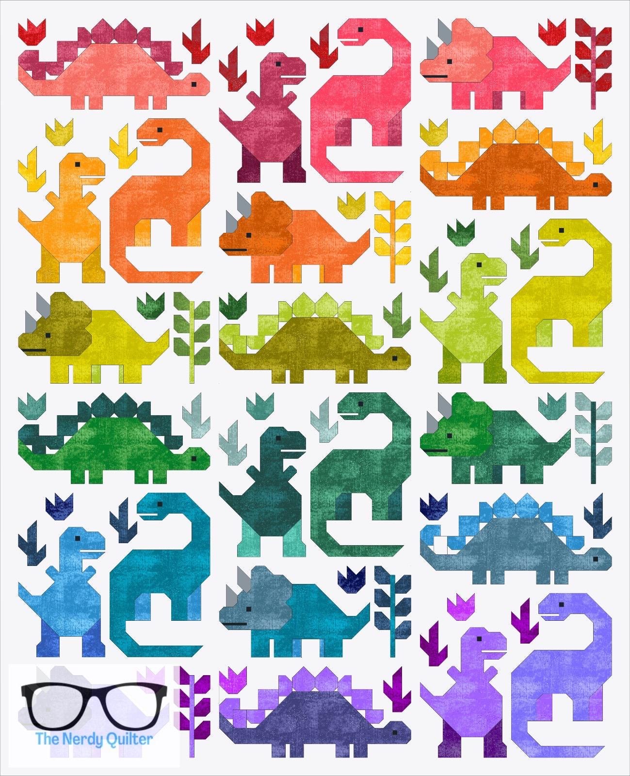 Dinosaur Quilt Kit and Pattern by Elizabeth Hartman Featuring Glaze 1 and 2 by Libs Elliott