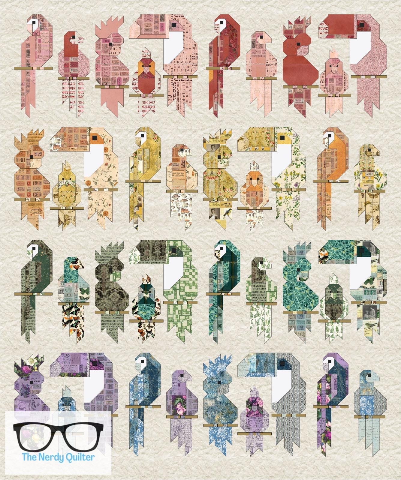 Preorder: Pretty Birds Quilt Kit and Pattern by Elizabeth Hartman Featuring Tim Holtz Palette - Shipping December 2025