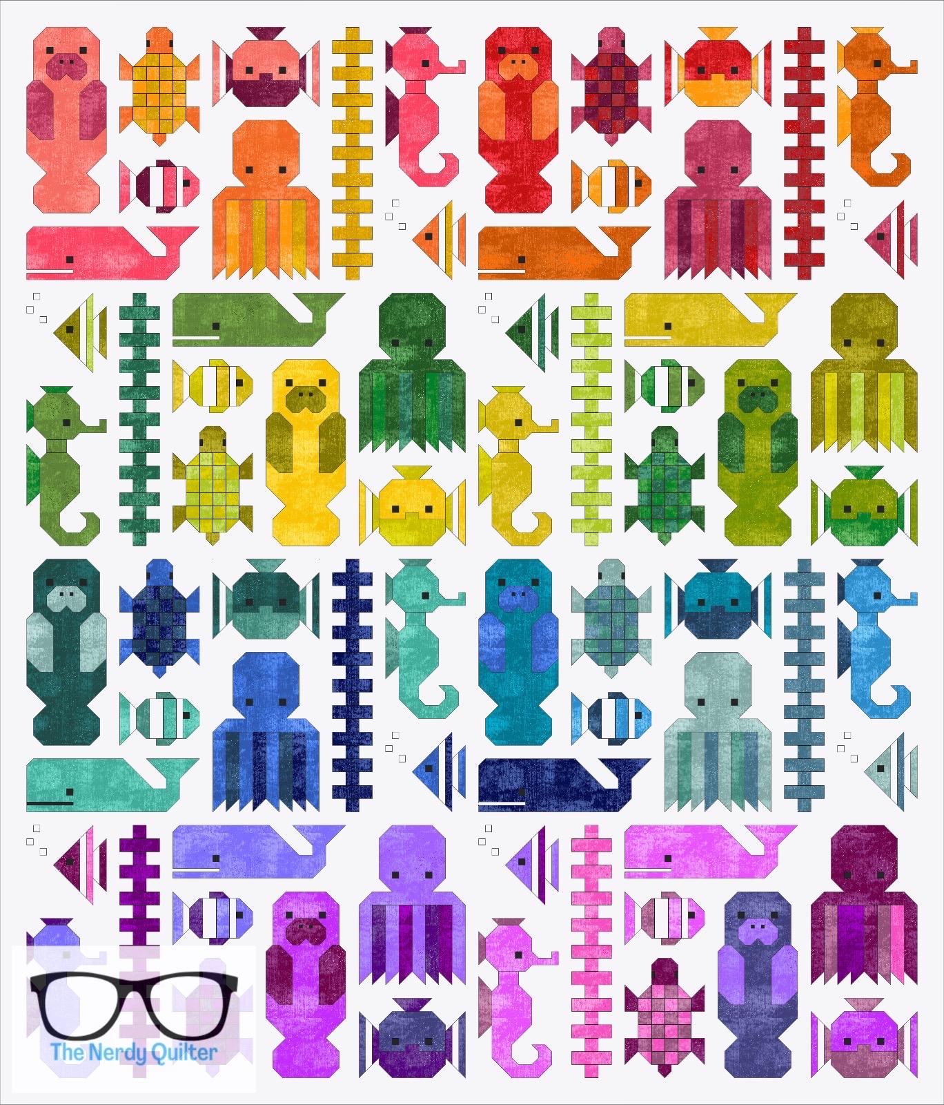 Awesome Ocean Quilt Kit and Pattern by Elizabeth Hartman Featuring Glaze 1 and 2 by Libs Elliott