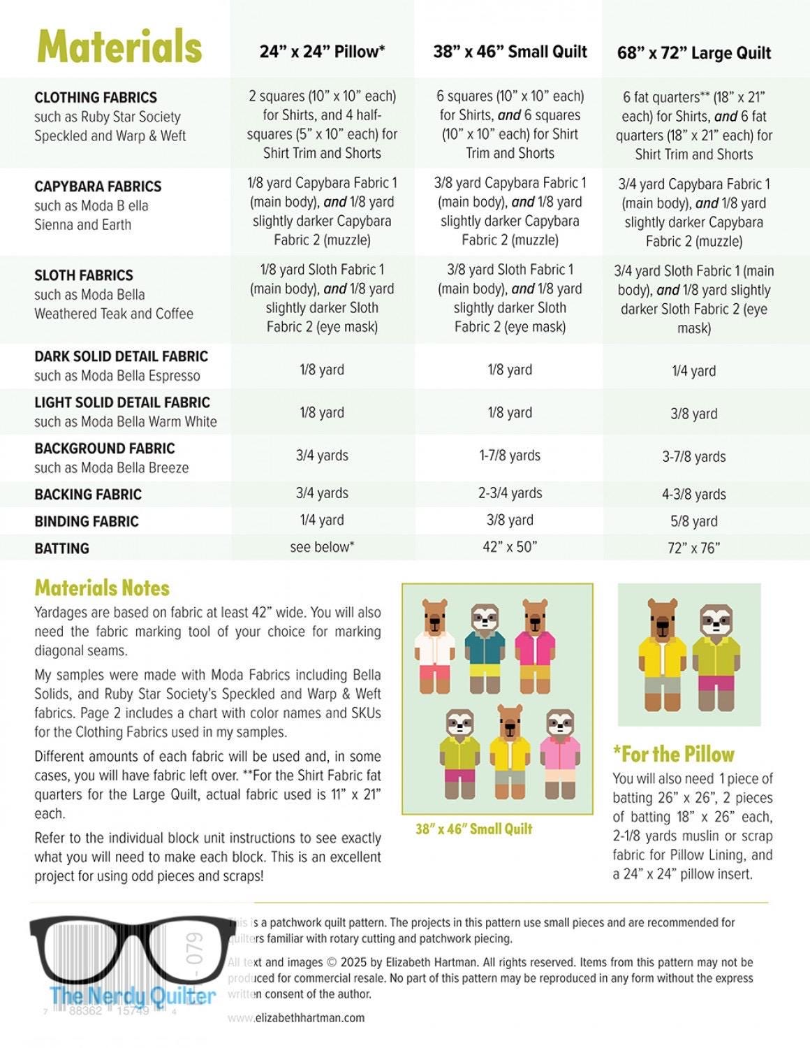 Capybara and Sloth Pattern by Elizabeth Hartman