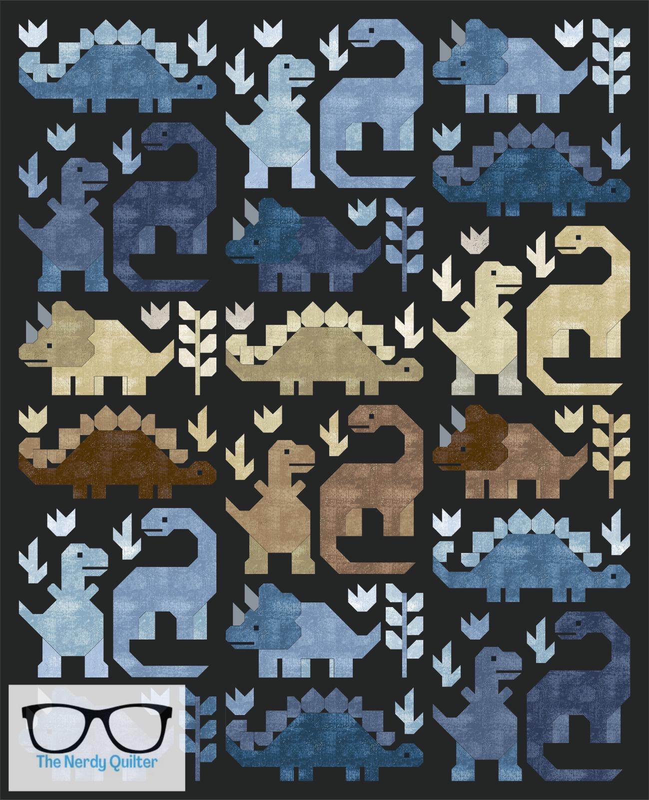 Dinosaur Quilt Kit and Pattern by Elizabeth Hartman Featuring Glaze III by Libs Elliott