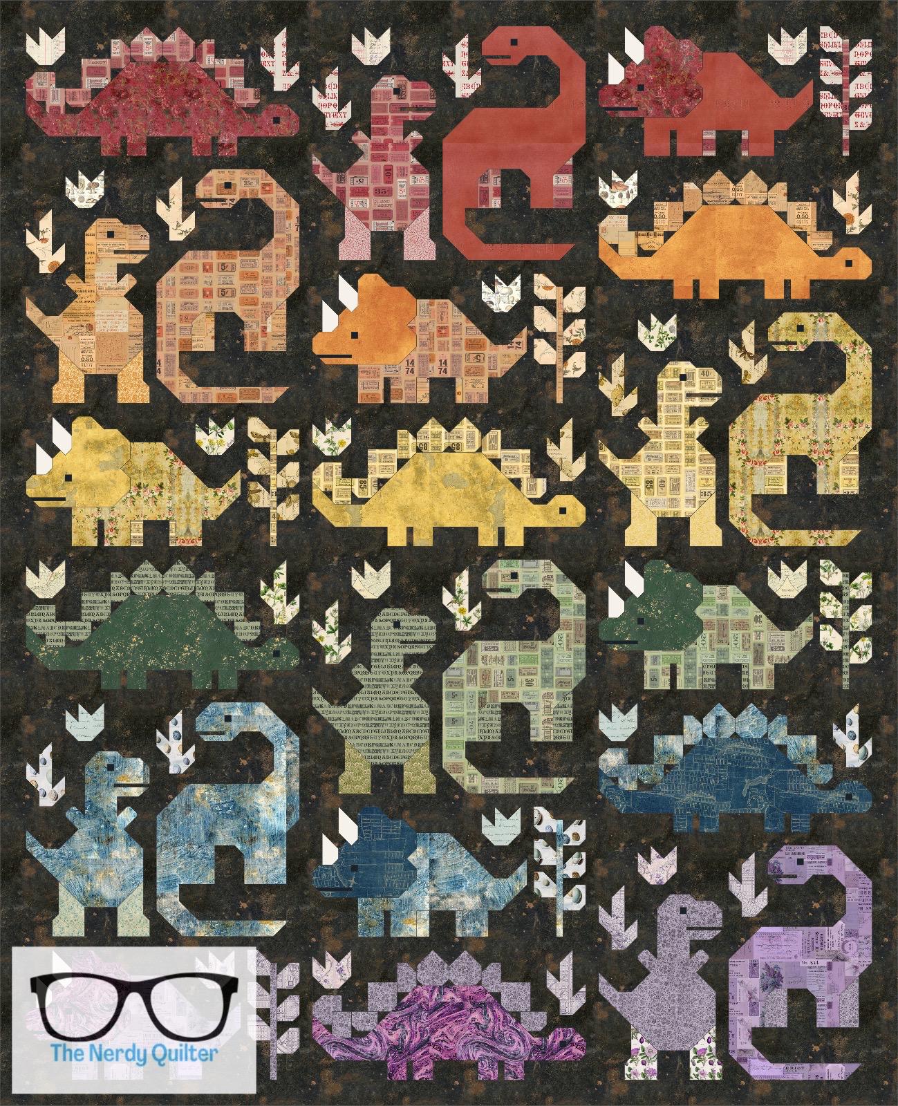 Preorder: Dinosaur Quilt Kit and Pattern by Elizabeth Hartman Featuring Tim Holtz Palette - Shipping December 2025