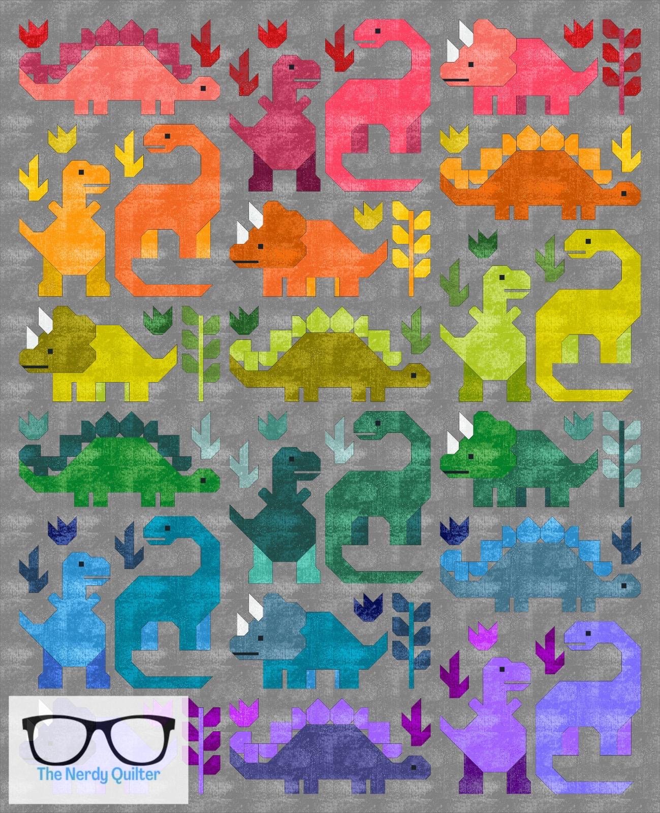 Dinosaur Quilt Kit and Pattern by Elizabeth Hartman Featuring Glaze 1 and 2 by Libs Elliott