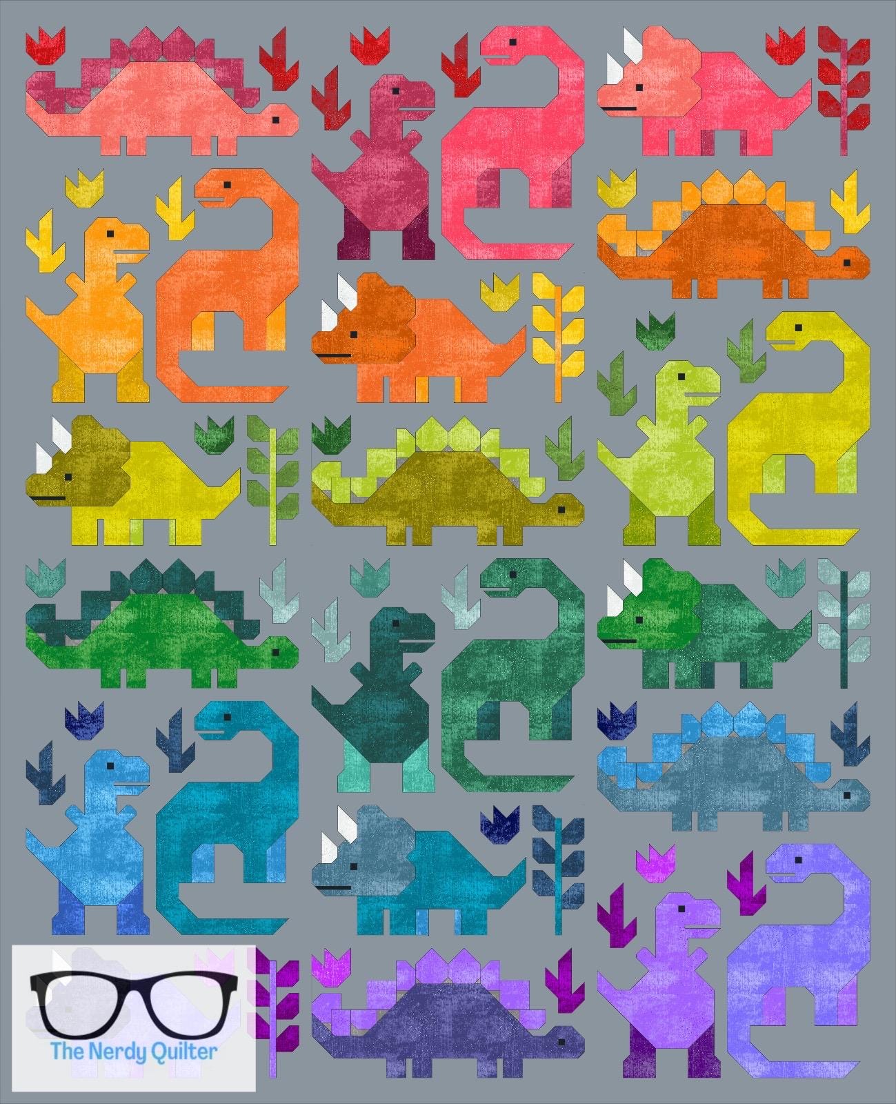 Dinosaur Quilt Kit and Pattern by Elizabeth Hartman Featuring Glaze 1 and 2 by Libs Elliott
