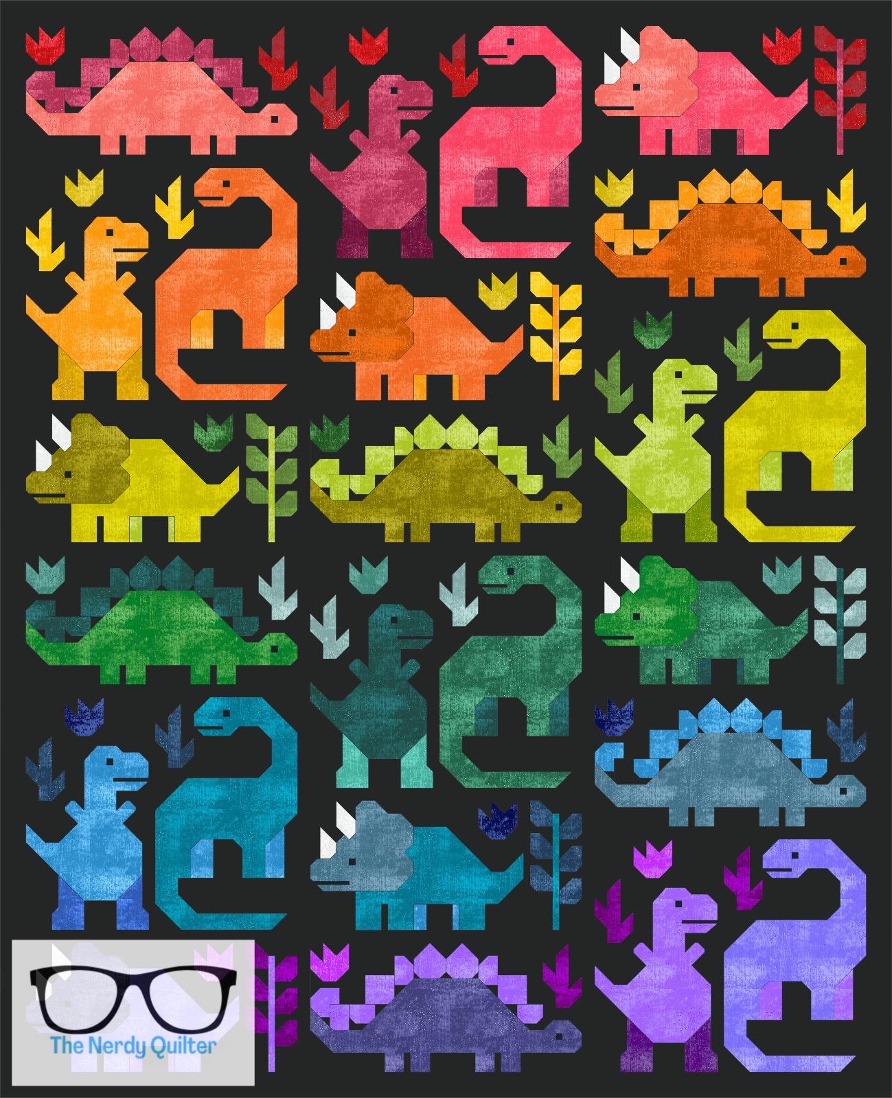 Dinosaur Quilt Kit and Pattern by Elizabeth Hartman Featuring Glaze 1 and 2 by Libs Elliott