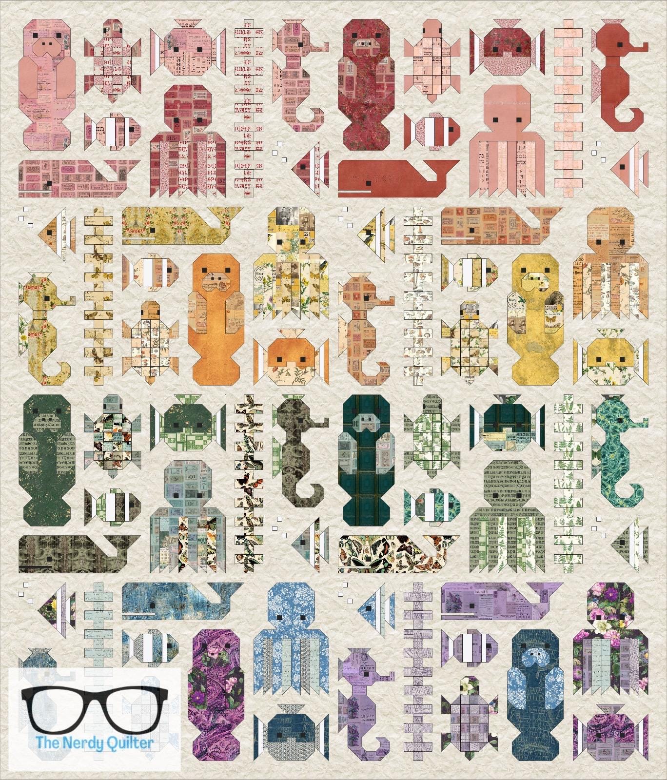 Awesome Ocean Quilt Kit and Pattern by Elizabeth Hartman Featuring Tim Holtz Palette - Shipping December 2025