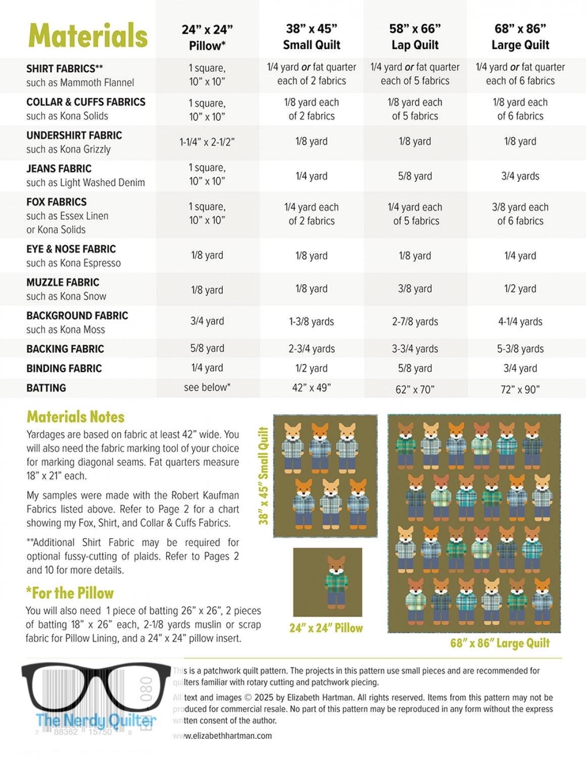 Foxes in Flannels Pattern by Elizabeth Hartman