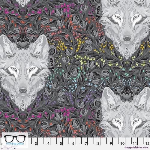 Preorder: Graywork Wolf of Pink Street in Carbon by Tula Pink for Freespirit - Sold by The Half Yard PWTP256.Carbon