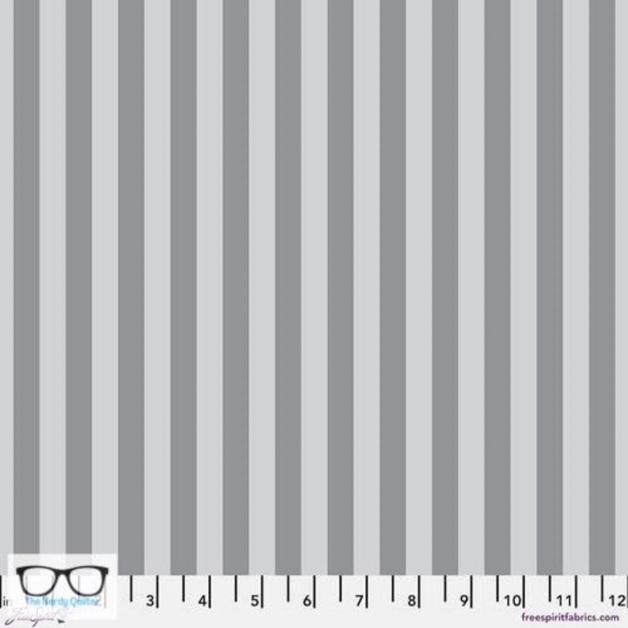 Preorder: Graywork True Colors Tent Stripes in Fog by Tula Pink for Freespirit - Sold by The Half Yard PWTP069.Fog