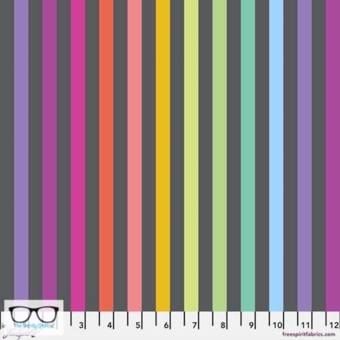 Preorder: Graywork True Colors Disco Stripe in Carbon by Tula Pink for Freespirit - Sold by The Half Yard PWTP231.Carbon