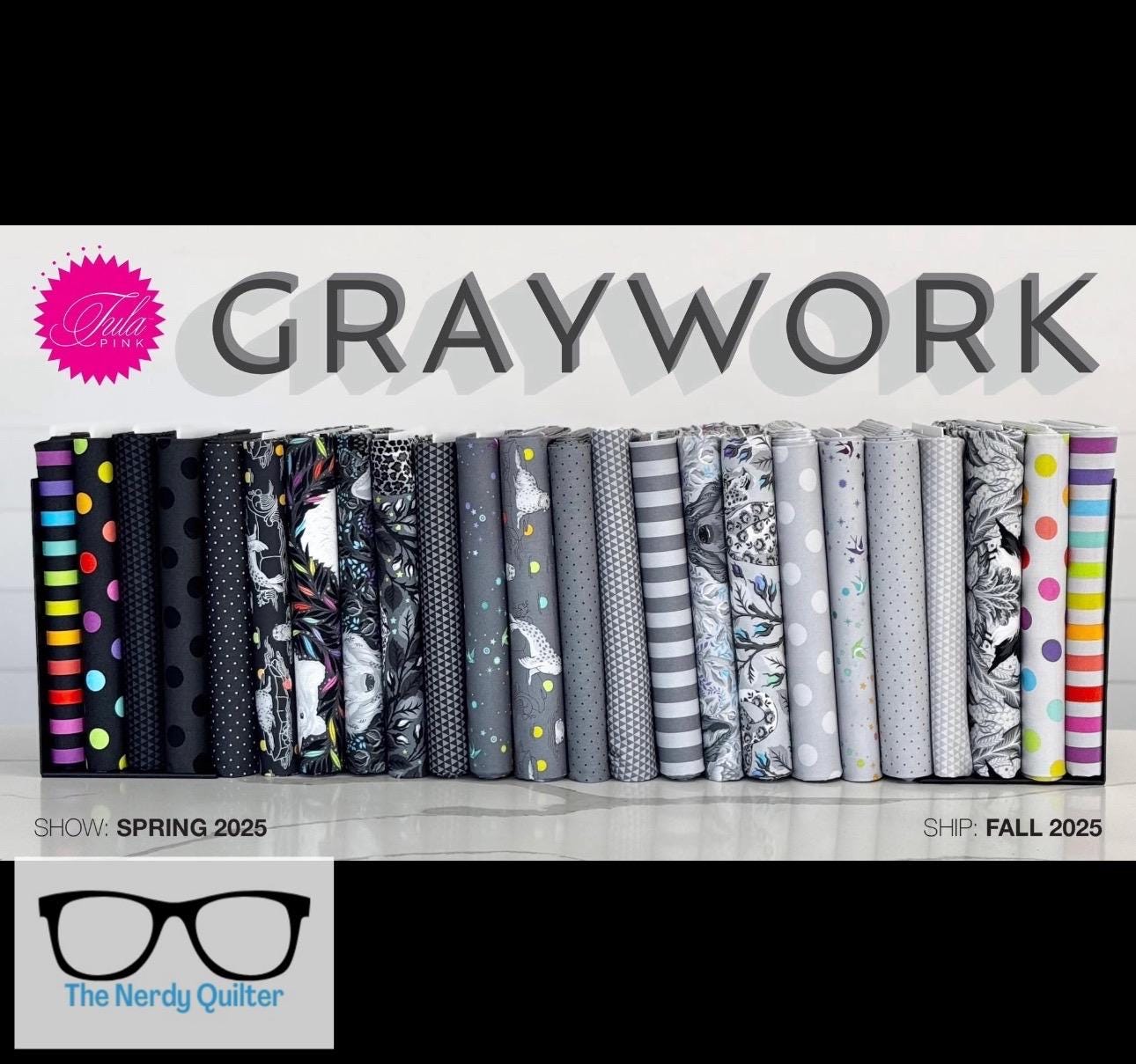 Preorder: Complete 24 piece Factory True Colors Graywork Fat Quarter Bundle by Tula Pink for Freespirit