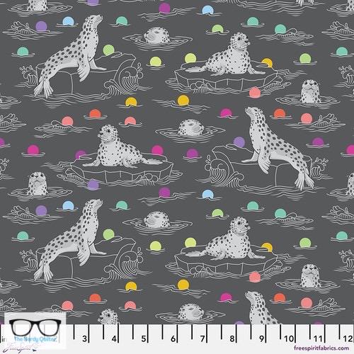 Preorder: Graywork Seal the Deal in Carbon by Tula Pink for Freespirit - Sold by The Half Yard PWTP259.Carbon