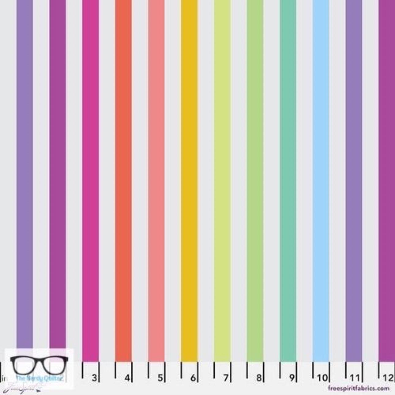 Preorder: Graywork True Colors Disco Stripe in Whisper by Tula Pink for Freespirit - Sold by The Half Yard PWTP231.Whisper