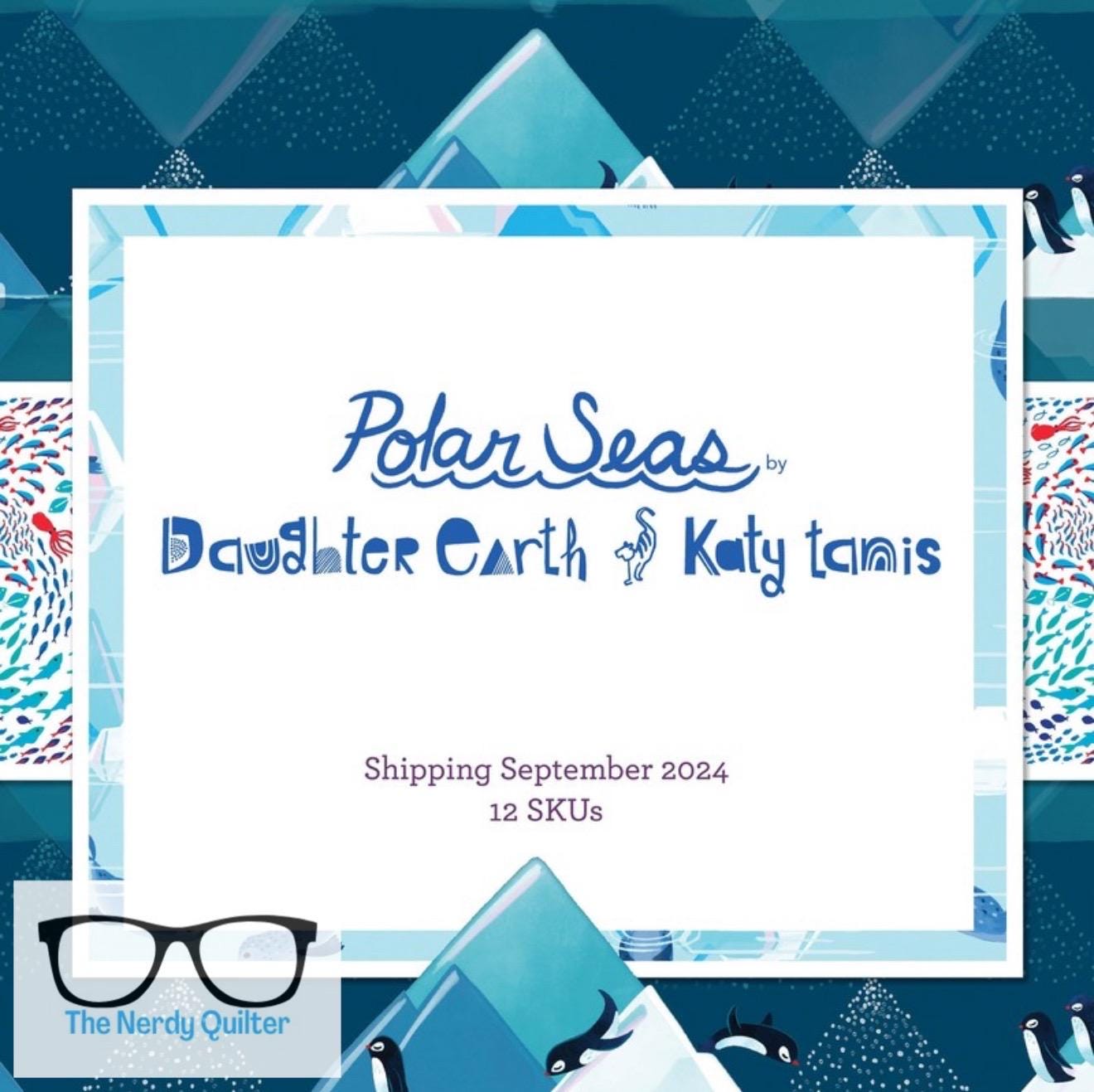 Polar Seas Wave Surfing Seals in Water by Daughter Earth for Freespirit - Sold by the Half Yard