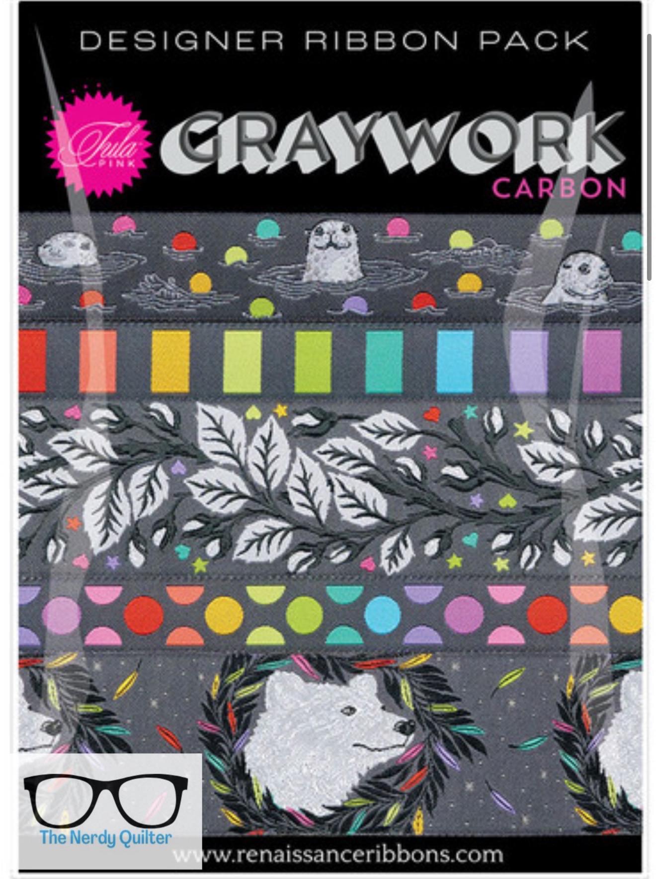 Graywork Renaissance Ribbons Carbon Ribbon Pack by Tula Pink