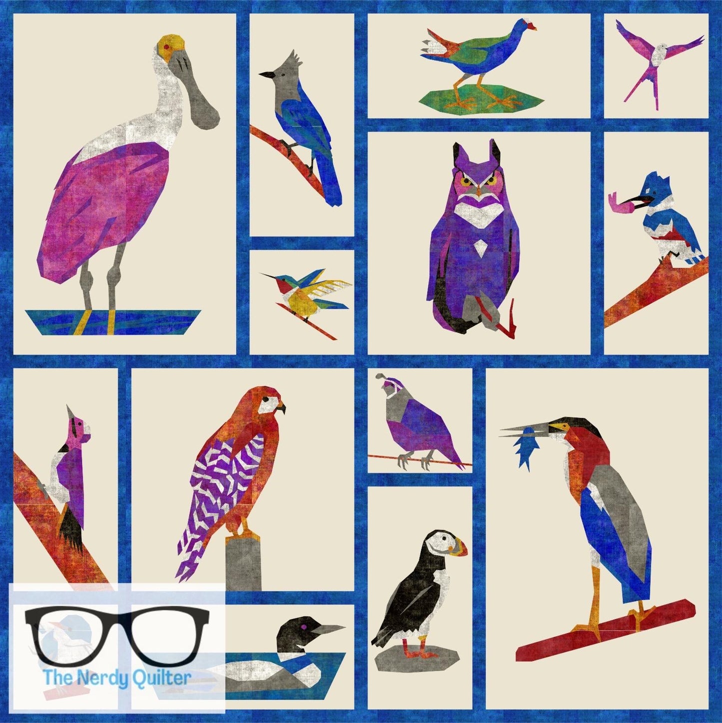 The Bird Watchers Project BOM Fabric Kit by Julia Wachs Designs - Halcyon Tonals Version