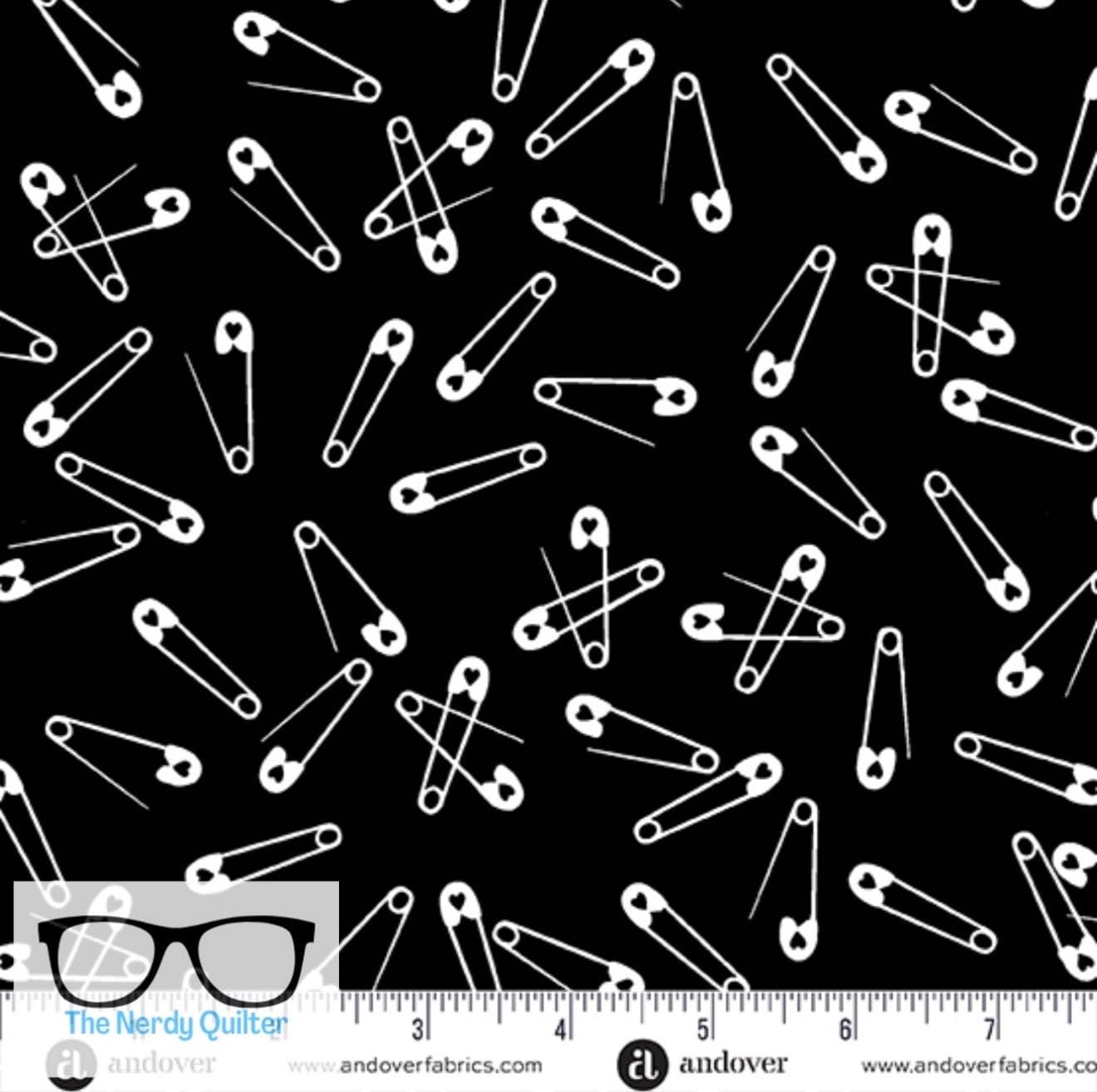 Iconic Pins in Leather by Libs Elliott for Andover A-1226-K - Sold by the Half Yard