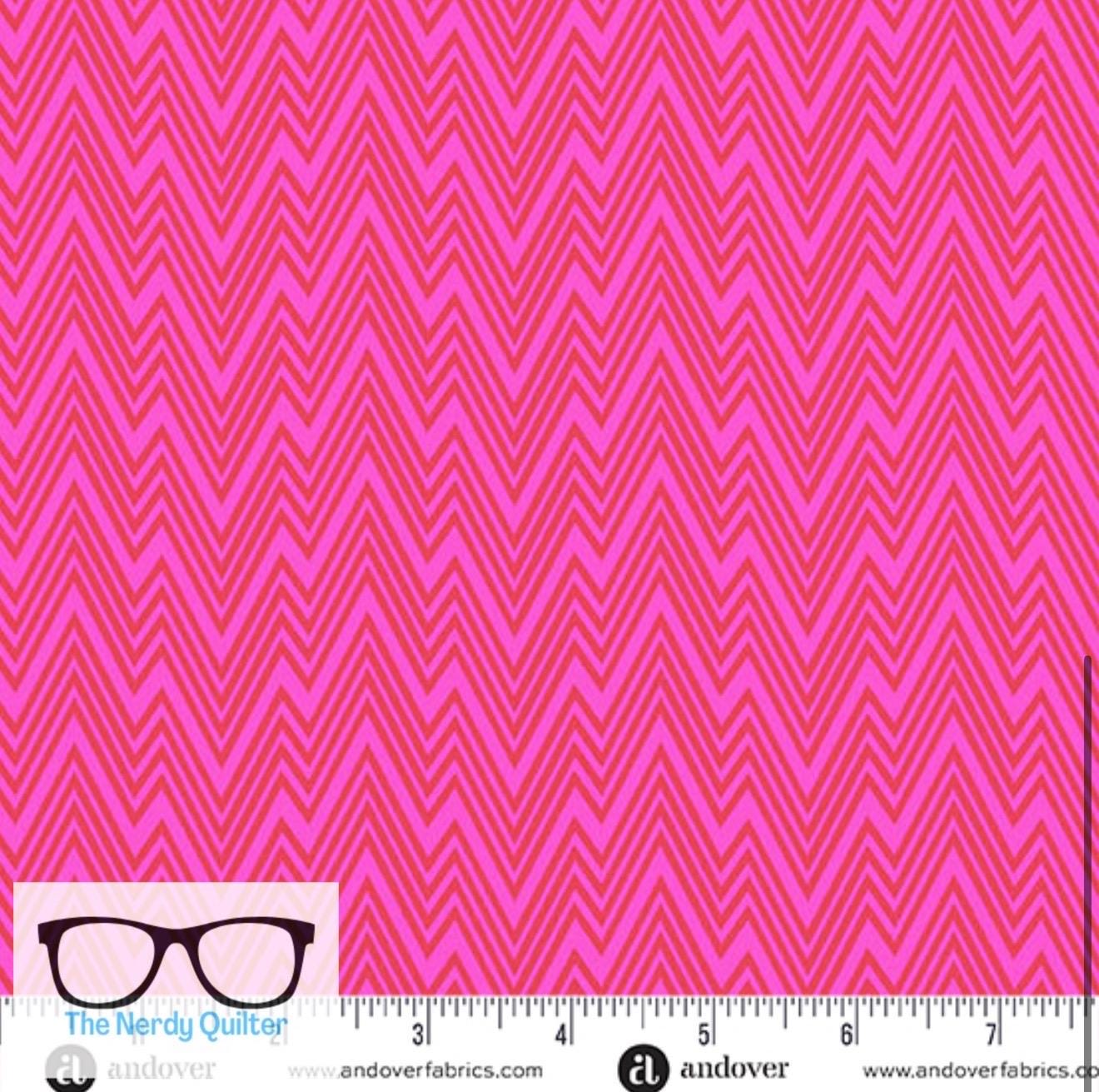 Preorder: Perfect Day Zigziig in Pink by Libs Elliott for Andover A-10221-E - Sold by the Half Yard