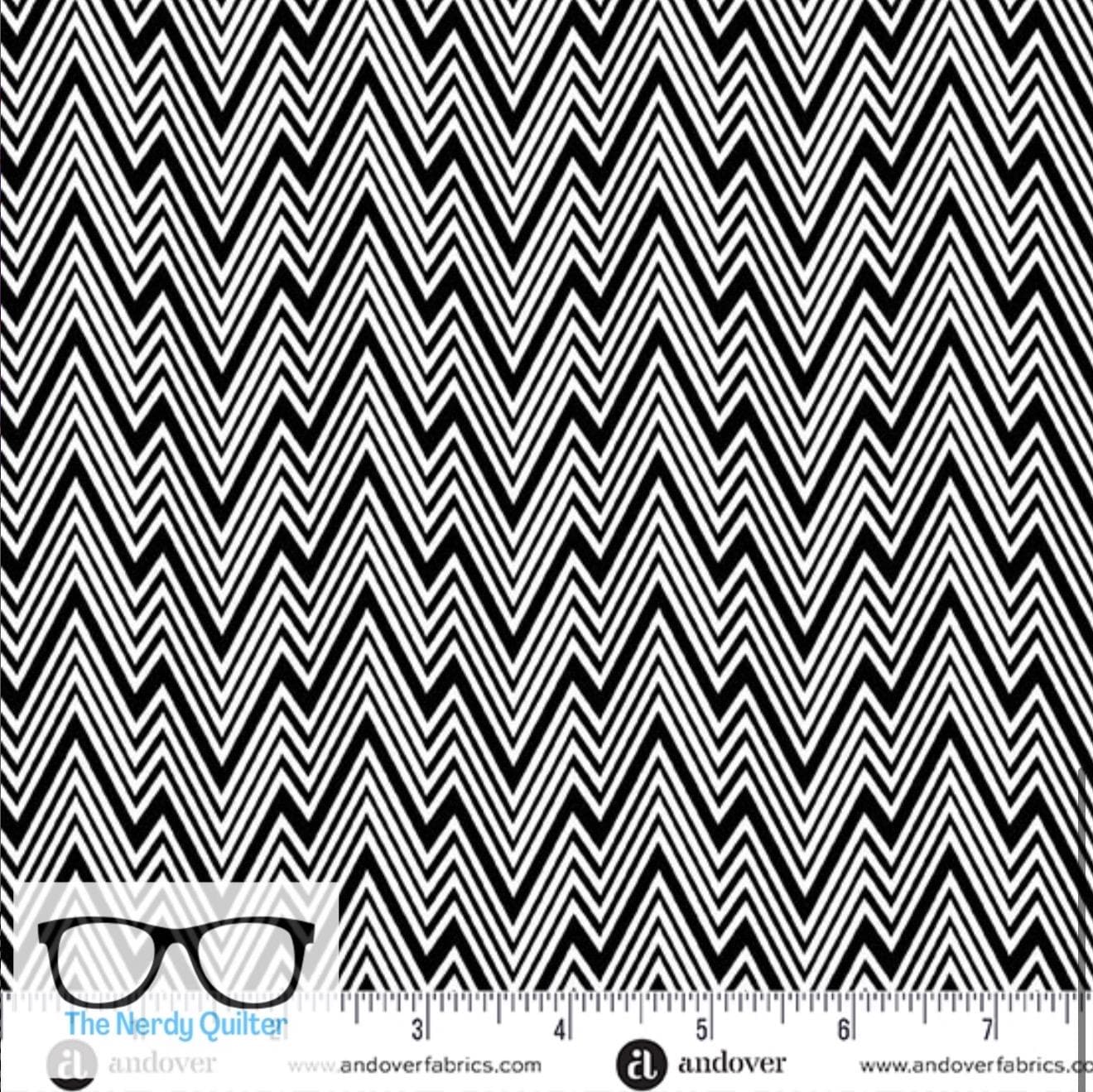 Preorder: Perfect Day Zigziig in Black by Libs Elliott for Andover A-10221-K - Sold by the Half Yard