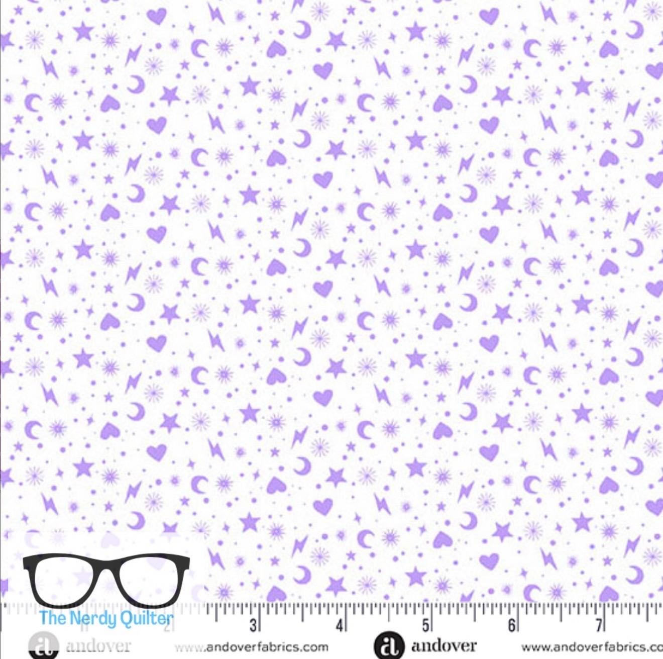 Preorder: Perfect Day Charm Toss in Purple by Libs Elliott for Andover A-10223-L - Sold by the Half Yard