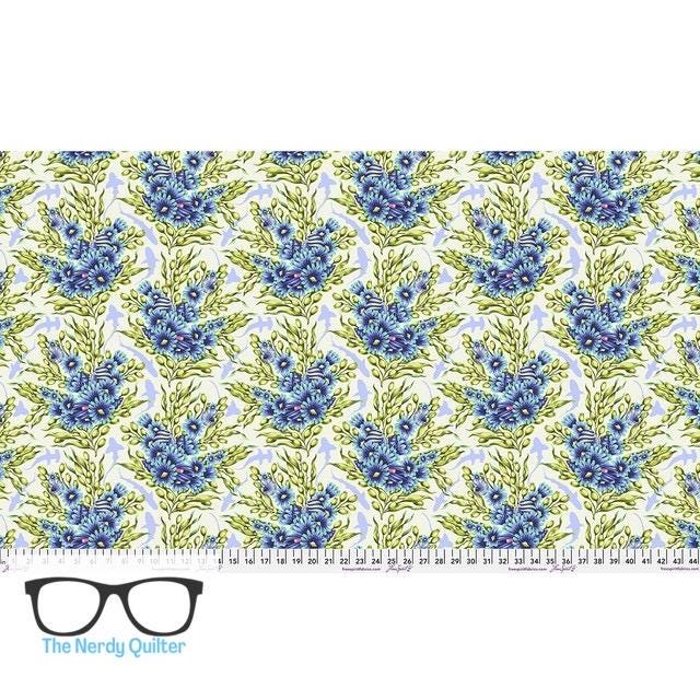 Preorder: Floral Reef Shadow Sharks in Marine by Tula Pink for Freespirit - Sold by The Half Yard PWTP267.Marine