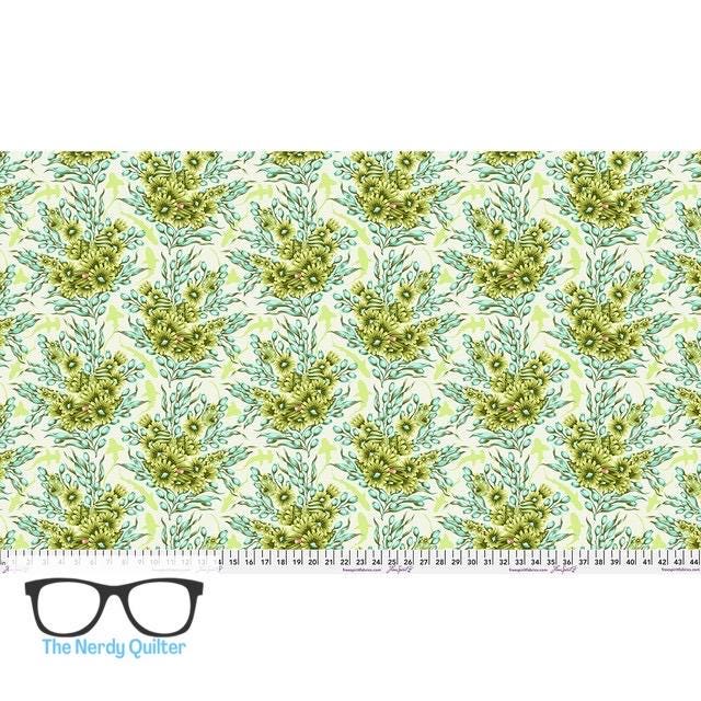 Preorder: Floral Reef Shadow Sharks in Seagrass by Tula Pink for Freespirit - Sold by The Half Yard PWTP267.Seagrass