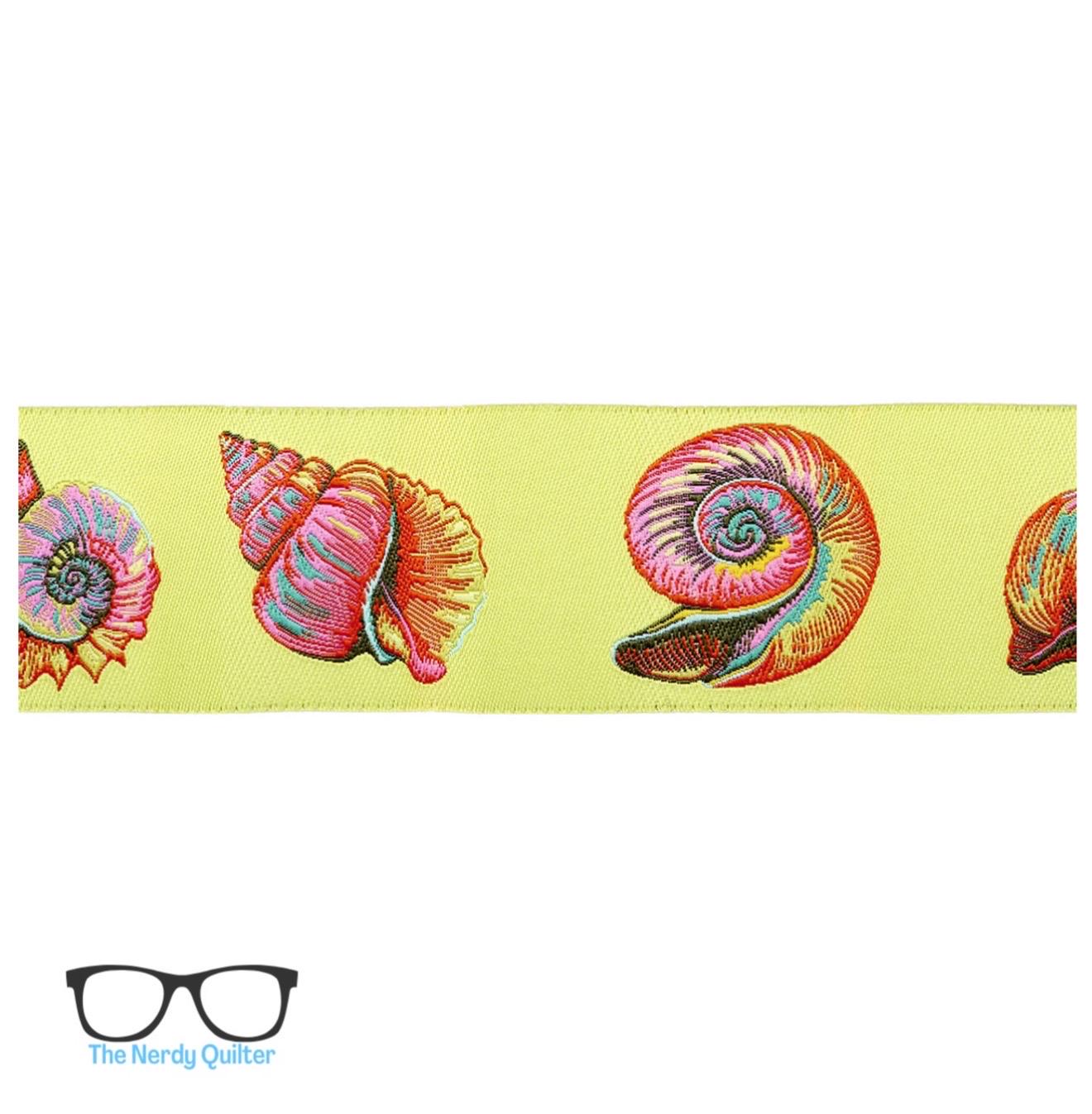 Preorder: Floral Reef Lil Shelly in Seagrass - 1-1/2" width Renaissance Ribbons - Sold by the Yard