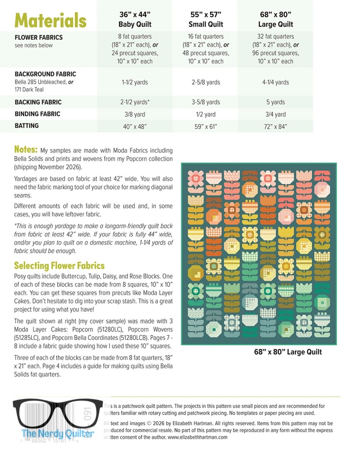 Preorder: Posy Pattern by Elizabeth Hartman featuring Popcorn