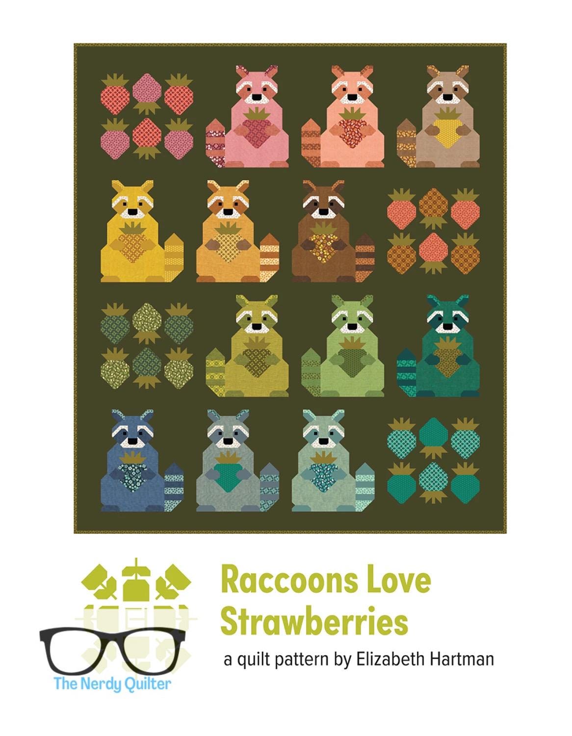 Preorder: Raccoons Love Strawberries Quilt Pattern by Elizabeth Hartman
