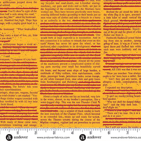 Scrawl Redacted Redux in Mango by Giucy Giuce for Andover - Sold by the Half Yard - Mini Series